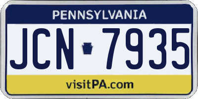 PA license plate JCN7935
