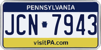 PA license plate JCN7943