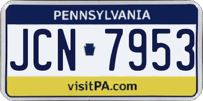 PA license plate JCN7953