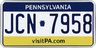 PA license plate JCN7958