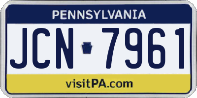 PA license plate JCN7961