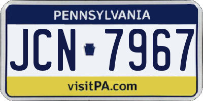 PA license plate JCN7967
