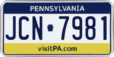 PA license plate JCN7981