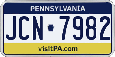PA license plate JCN7982