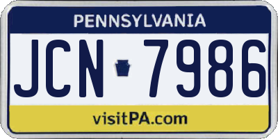 PA license plate JCN7986
