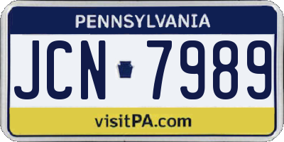 PA license plate JCN7989