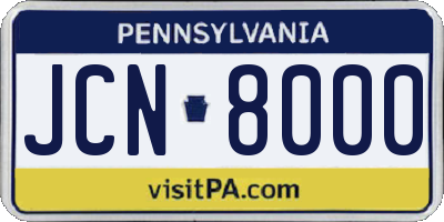 PA license plate JCN8000