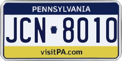 PA license plate JCN8010