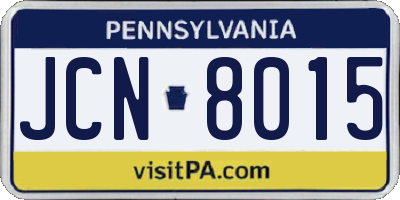 PA license plate JCN8015