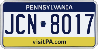 PA license plate JCN8017