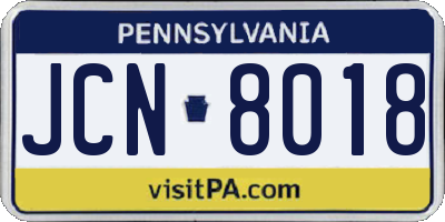 PA license plate JCN8018