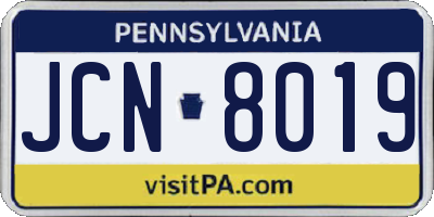 PA license plate JCN8019