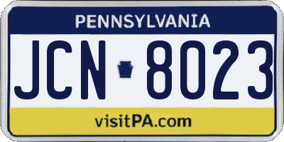 PA license plate JCN8023