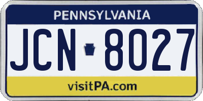 PA license plate JCN8027