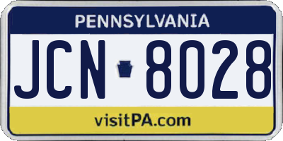 PA license plate JCN8028