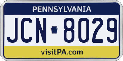 PA license plate JCN8029