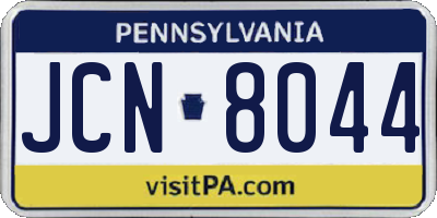 PA license plate JCN8044