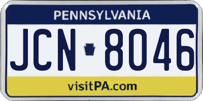 PA license plate JCN8046