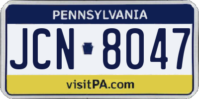 PA license plate JCN8047