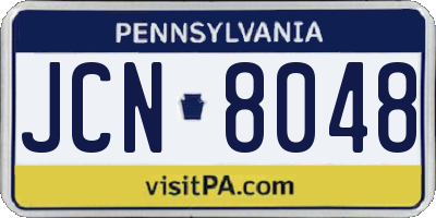 PA license plate JCN8048