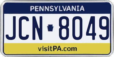 PA license plate JCN8049