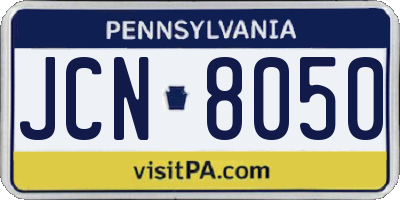 PA license plate JCN8050