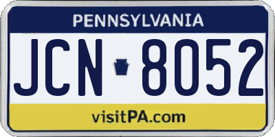 PA license plate JCN8052