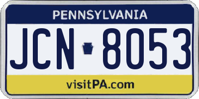 PA license plate JCN8053