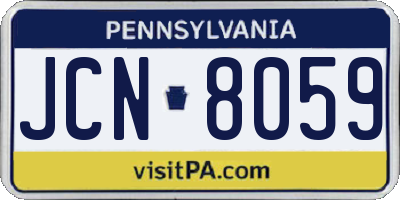PA license plate JCN8059
