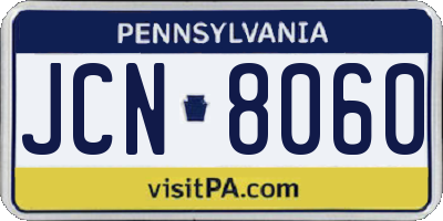 PA license plate JCN8060