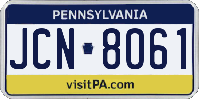 PA license plate JCN8061