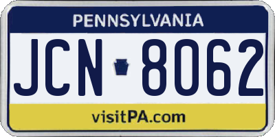 PA license plate JCN8062