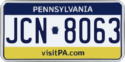 PA license plate JCN8063