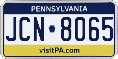 PA license plate JCN8065