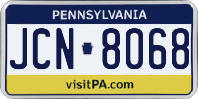 PA license plate JCN8068