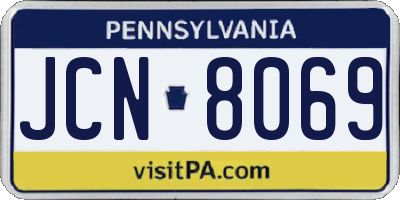 PA license plate JCN8069