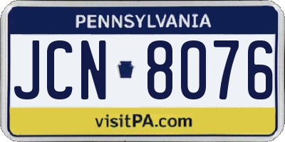 PA license plate JCN8076