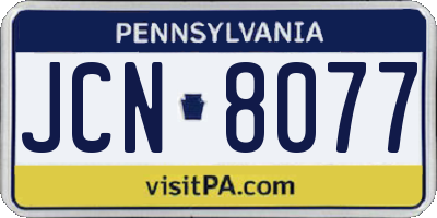 PA license plate JCN8077