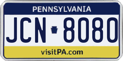 PA license plate JCN8080