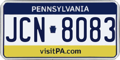 PA license plate JCN8083