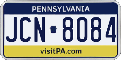PA license plate JCN8084