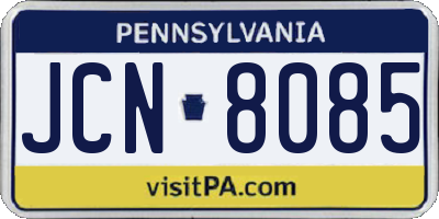 PA license plate JCN8085