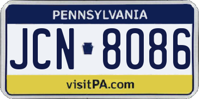 PA license plate JCN8086