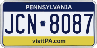 PA license plate JCN8087