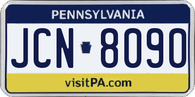 PA license plate JCN8090