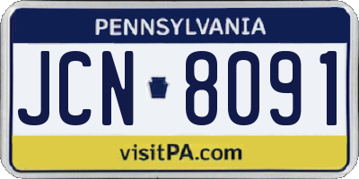 PA license plate JCN8091