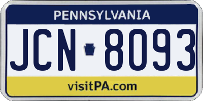 PA license plate JCN8093
