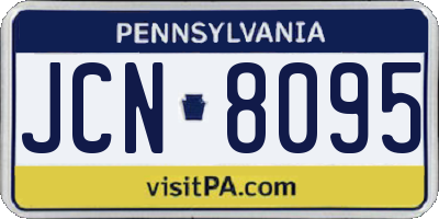 PA license plate JCN8095