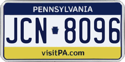 PA license plate JCN8096