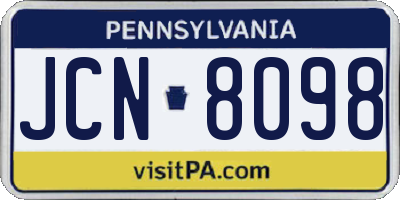 PA license plate JCN8098